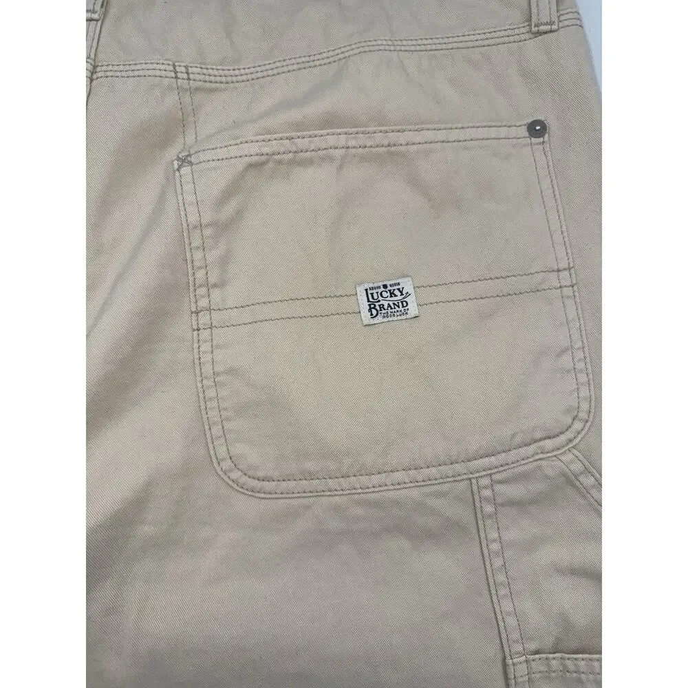 Lucky Brand Canvas Cargo Pants Men Size 36x32 Beige Y2K Skate